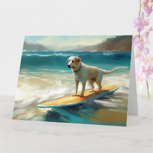 Anatolian Shepherd Beach Surfing Painting Card