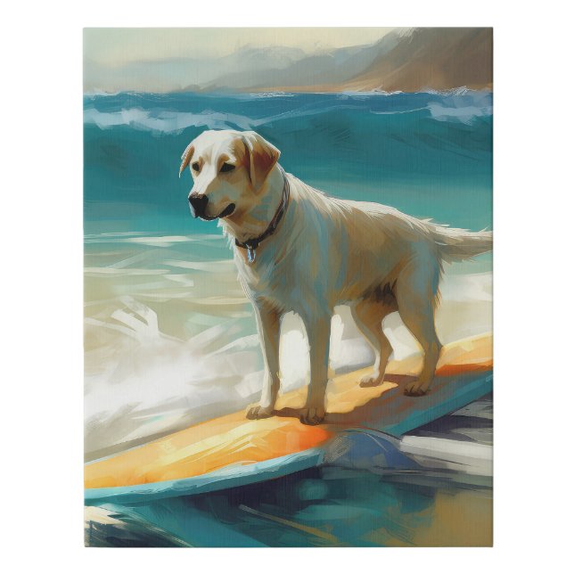 Anatolian Shepherd Beach Surfing Painting  Faux Canvas Print (Front)