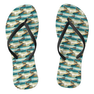 Anatolian Shepherd Beach Surfing Painting Flip Flops