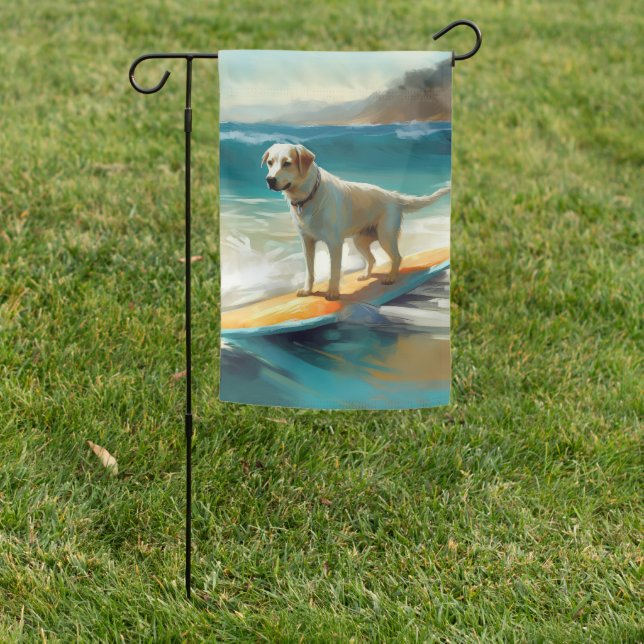 Anatolian Shepherd Beach Surfing Painting  Garden Flag (In SItu)