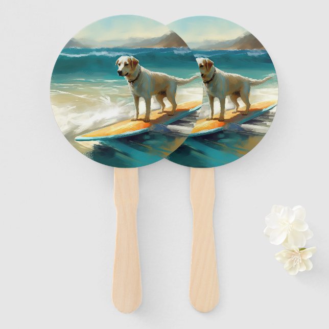 Anatolian Shepherd Beach Surfing Painting  Hand Fan (Front and Back)