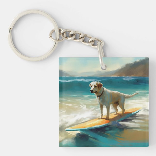 Anatolian Shepherd Beach Surfing Painting  Keychain (Front)