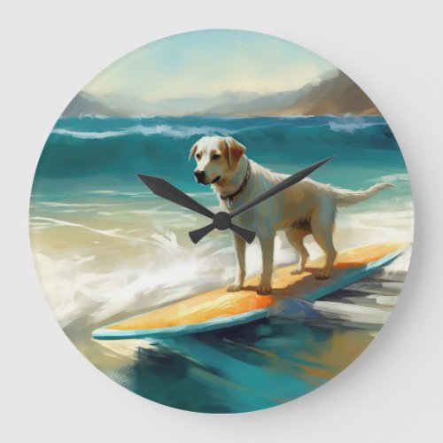 Anatolian Shepherd Beach Surfing Painting  Large Clock