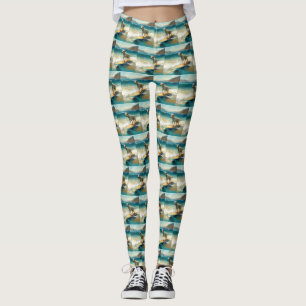 Anatolian Shepherd Beach Surfing Painting  Leggings