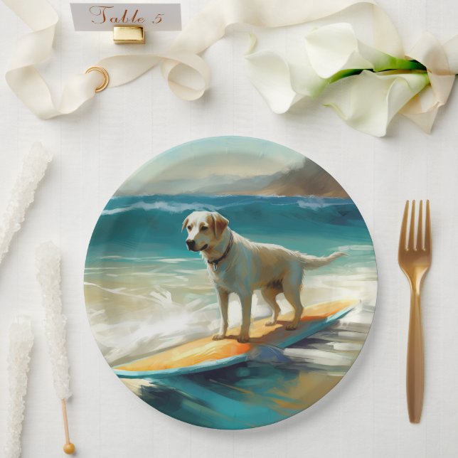 Anatolian Shepherd Beach Surfing Painting  Paper Plates (Wedding)