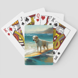 Anatolian Shepherd Beach Surfing Painting Poker Cards