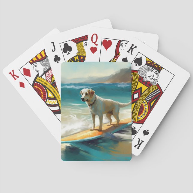 Anatolian Shepherd Beach Surfing Painting  Poker Cards (Back)