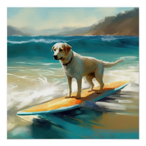 Anatolian Shepherd Beach Surfing Painting  Poster