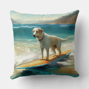 Anatolian Shepherd Beach Surfing Painting Throw Pillow