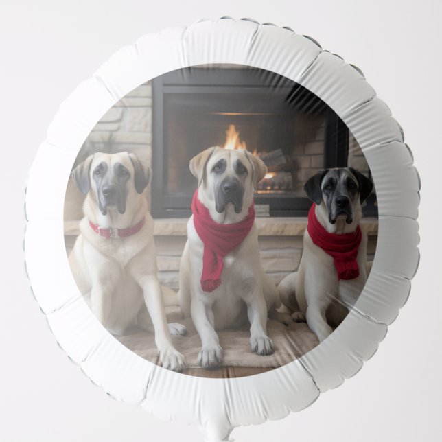 Anatolian Shepherd  by the Fireplace Christmas Balloon (Front)