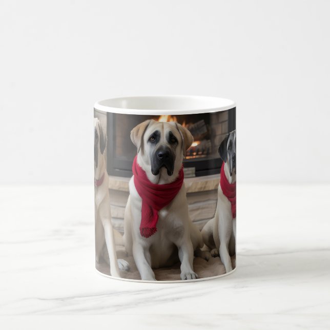 Anatolian Shepherd  by the Fireplace Christmas Coffee Mug (Center)