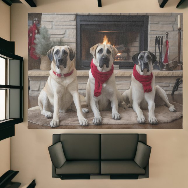 Anatolian Shepherd by the Fireplace Christmas Rug (Insitu (Indoor 1))