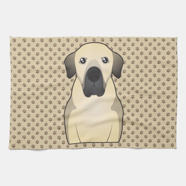 Anatolian Shepherd Cartoon Portrait Kitchen Towel (Horizontal)