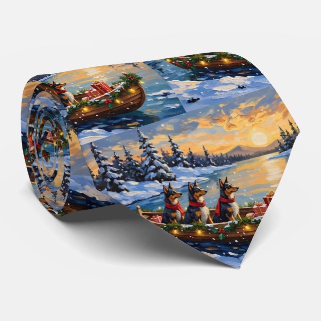 Anatolian Shepherd Christmas Boat Holiday Neck Tie (Rolled)