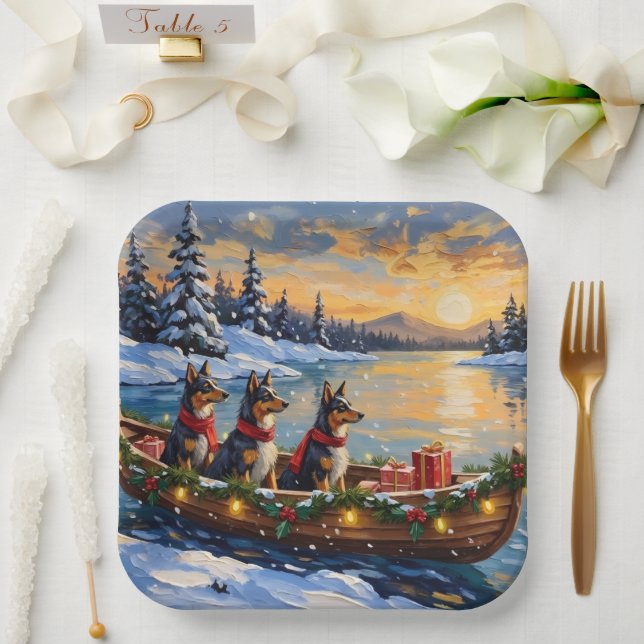 Anatolian Shepherd Christmas Boat Holiday Paper Plates (Wedding)