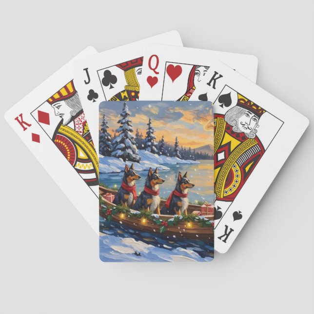 Anatolian Shepherd Christmas Boat Holiday Poker Cards (Back)
