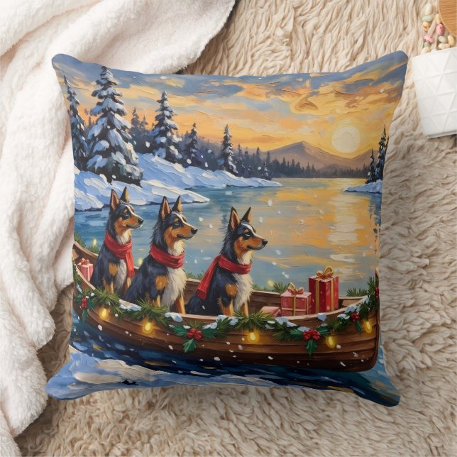 Anatolian Shepherd Christmas Boat Holiday Throw Pillow (Blanket)