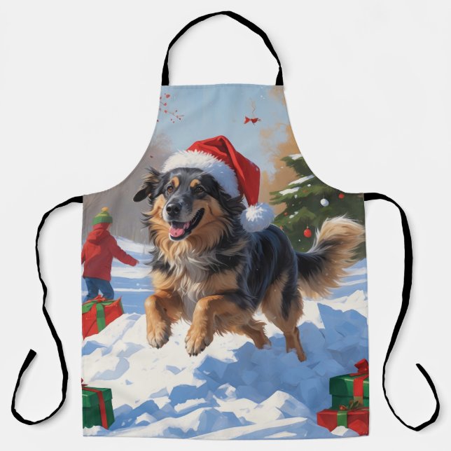 Anatolian Shepherd Christmas Festive Snow Apron (Front)