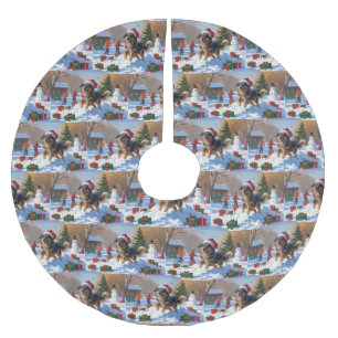 Anatolian Shepherd Christmas Festive Snow Brushed Polyester Tree Skirt