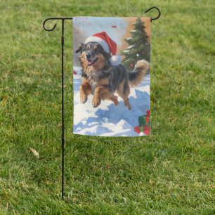 Anatolian Shepherd Christmas Festive Snow Garden Flag