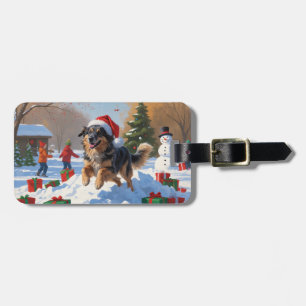 Anatolian Shepherd Christmas Festive Snow Luggage Tag