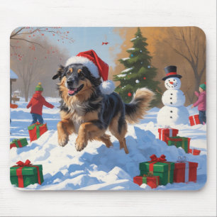 Anatolian Shepherd Christmas Festive Snow Mouse Pad