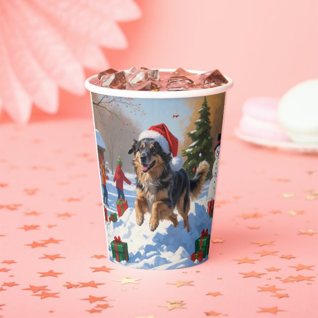 Anatolian Shepherd Christmas Festive Snow Paper Cups (Insitu)
