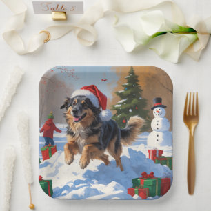Anatolian Shepherd Christmas Festive Snow Paper Plates