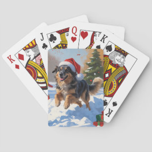 Anatolian Shepherd Christmas Festive Snow Poker Cards