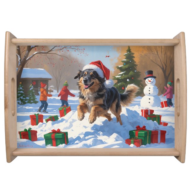 Anatolian Shepherd Christmas Festive Snow Serving Tray (Front)