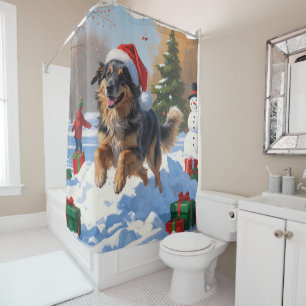 Anatolian Shepherd Christmas Festive Snow Shower Curtain