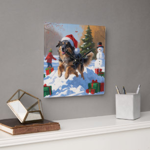 Anatolian Shepherd Christmas Festive Snow Square Wall Clock