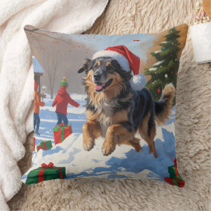 Anatolian Shepherd Christmas Festive Snow Throw Pillow