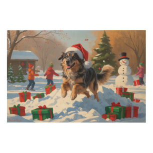 Anatolian Shepherd Christmas Festive Snow Wood Wall Art