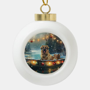 Anatolian Shepherd Christmas Festive Voyage Ceramic Ball Christmas Ornament
