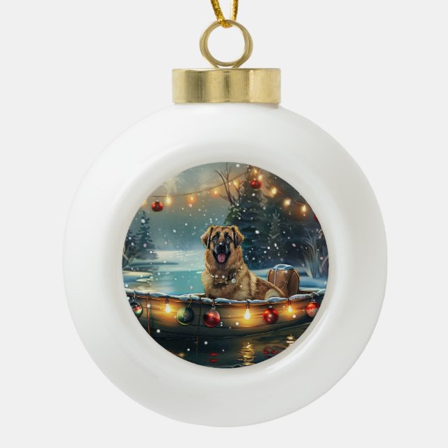 Anatolian Shepherd Christmas Festive Voyage Ceramic Ball Christmas Ornament (Front)