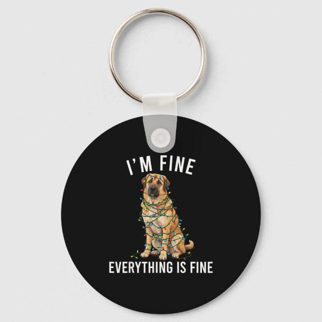 Anatolian Shepherd Christmas I'm Fine Everything I Keychain (Front)