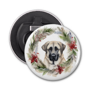 Anatolian Shepherd Christmas Wreath Festive Pup Bottle Opener