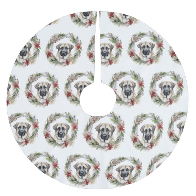 Anatolian Shepherd Christmas Wreath Festive Pup Brushed Polyester Tree Skirt (Front)