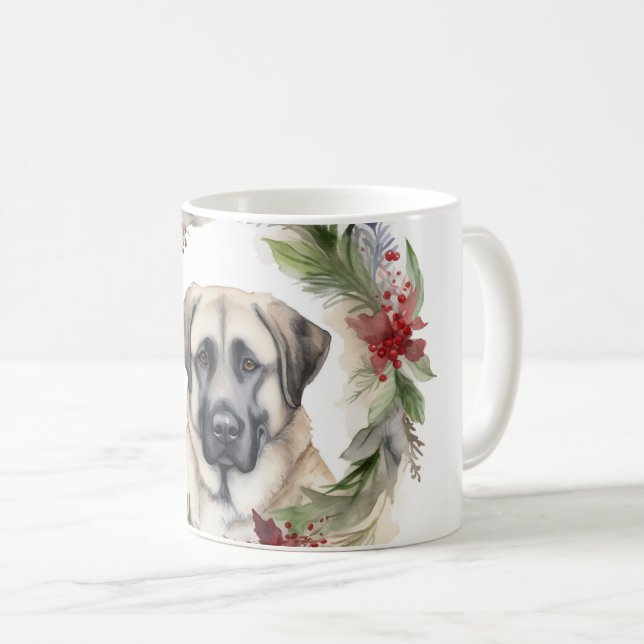 Anatolian Shepherd Christmas Wreath Festive Pup Coffee Mug (Front Right)