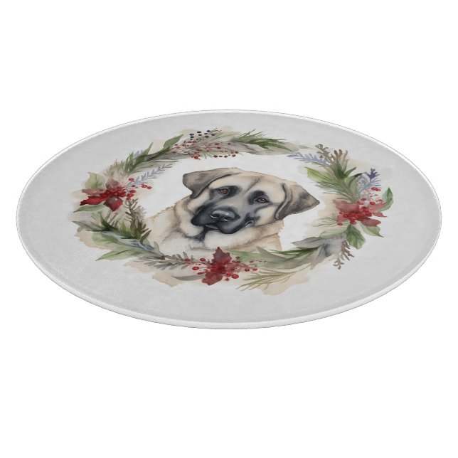 Anatolian Shepherd Christmas Wreath Festive Pup Cutting Board (Corner)
