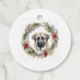 Anatolian Shepherd Christmas Wreath Festive Pup Favor Tags