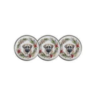 Anatolian Shepherd Christmas Wreath Festive Pup Golf Ball Marker