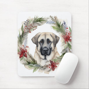 Anatolian Shepherd Christmas Wreath Festive Pup Mouse Pad