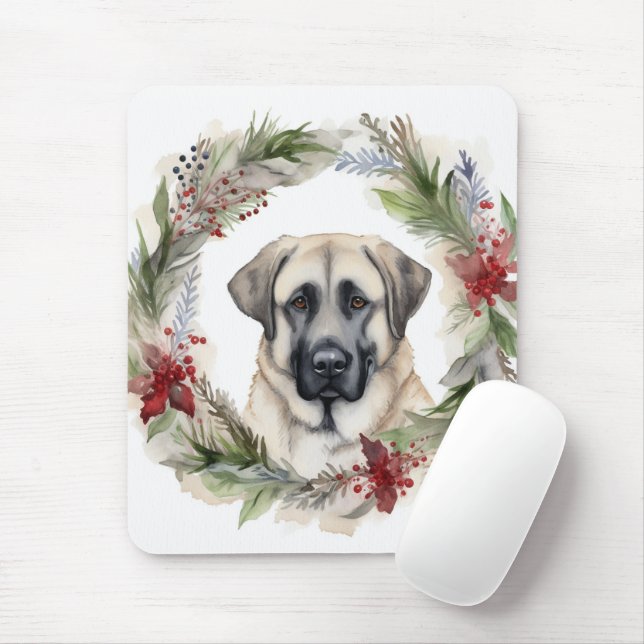 Anatolian Shepherd Christmas Wreath Festive Pup Mouse Pad (With Mouse)