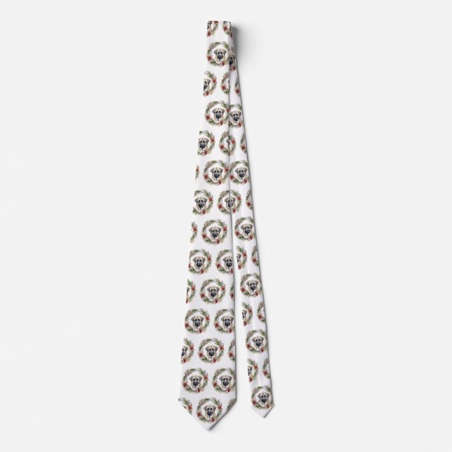 Anatolian Shepherd Christmas Wreath Festive Pup Neck Tie (Front)