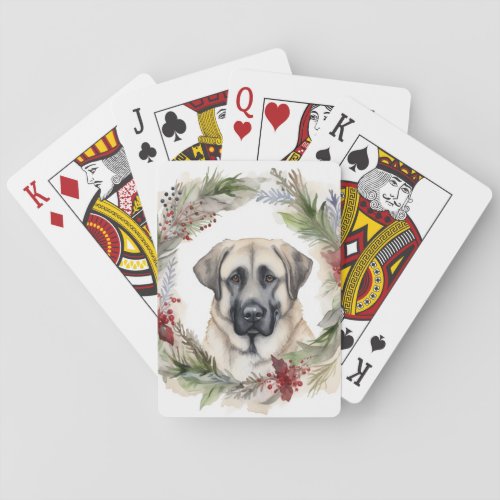 Anatolian Shepherd Christmas Wreath Festive Pup Poker Cards