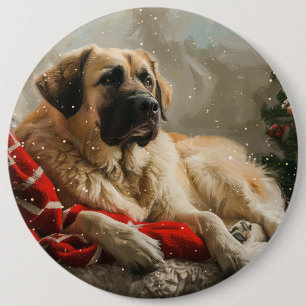 Anatolian Shepherd Dog Christmas Festive Button