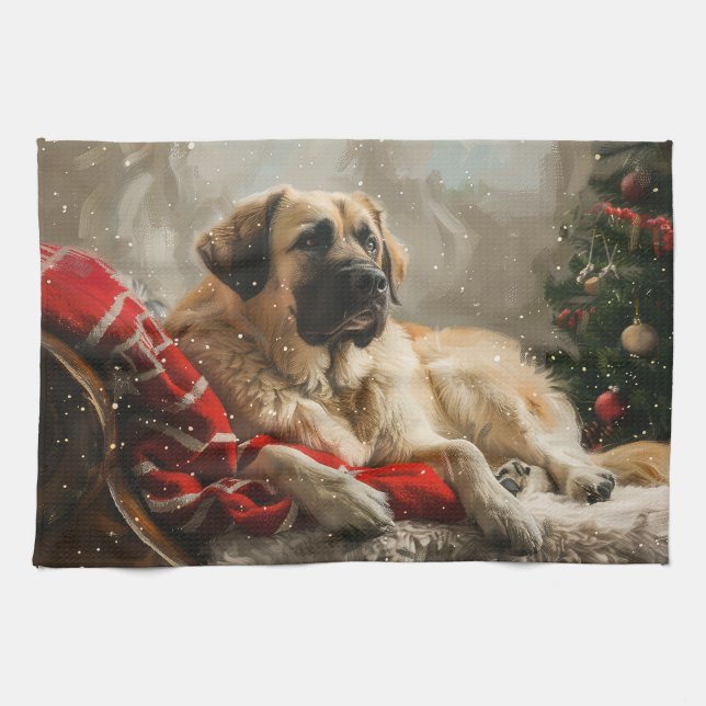 Anatolian Shepherd Dog Christmas Festive Kitchen Towel (Horizontal)
