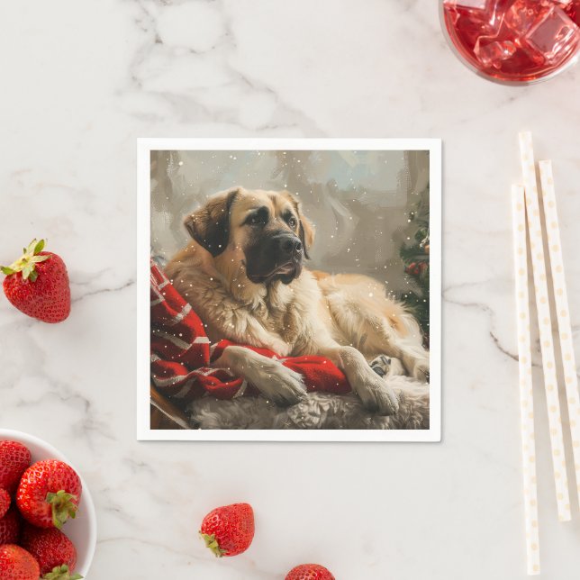 Anatolian Shepherd Dog Christmas Festive Napkins (Insitu)